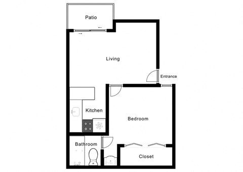 a floor plan of a house with a bedroom and a living room